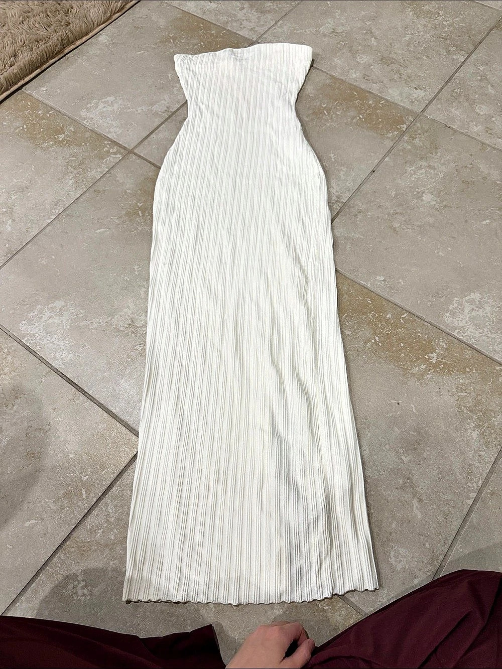 MESHKI Pia Ribbed Strapless Maxi Dress White Small